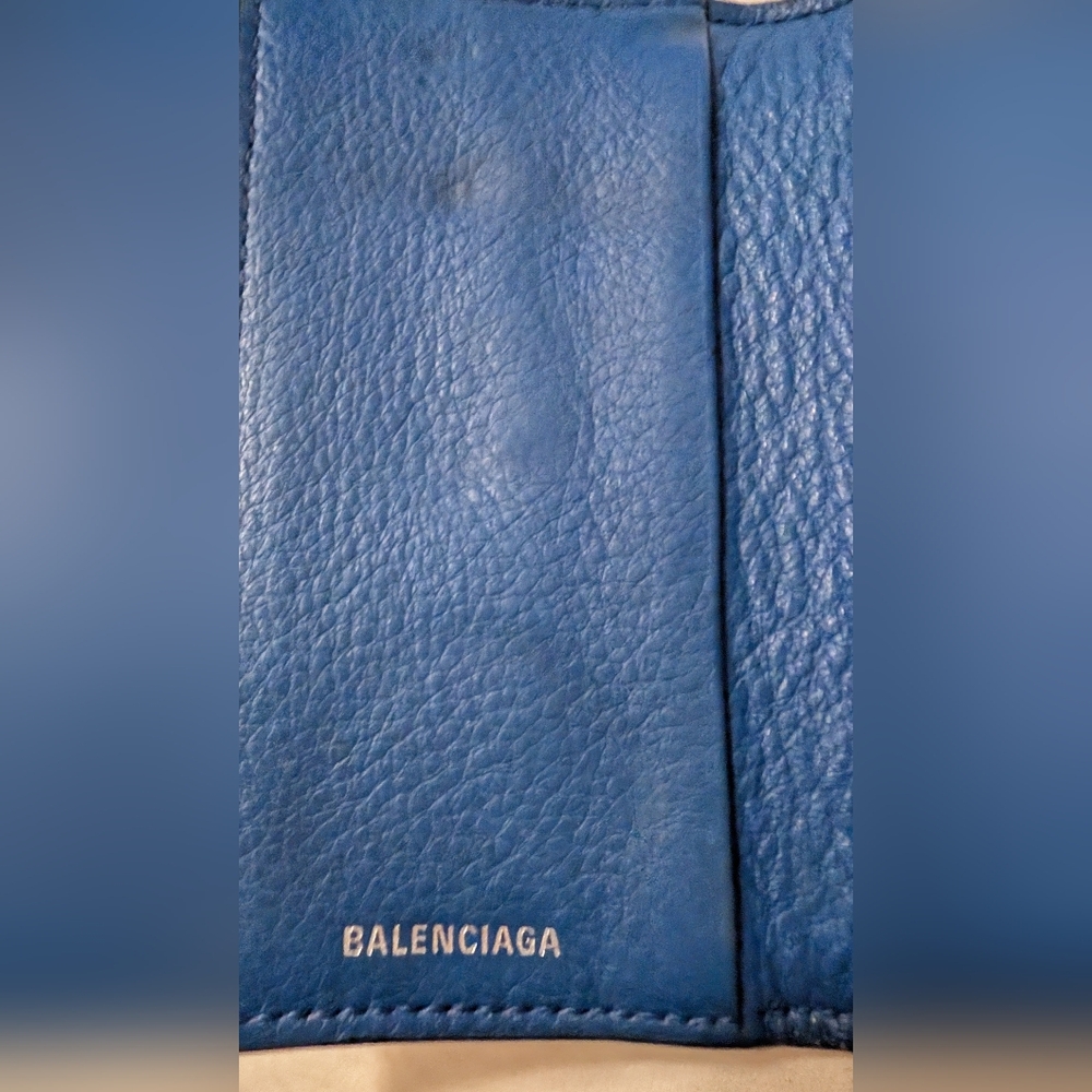 BALENCIAGA Papier 6-Key Case Leather Blue VGUC - Picture 8 of 11